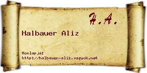 Halbauer Aliz névjegykártya